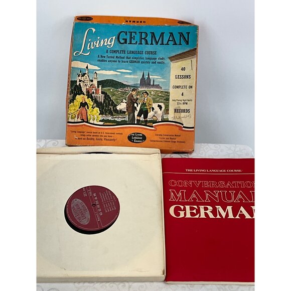 Vintage Living German Language Course 40 Lessons Vinyl Records 33⅓ RPM With Manu - Picture 3 of 5